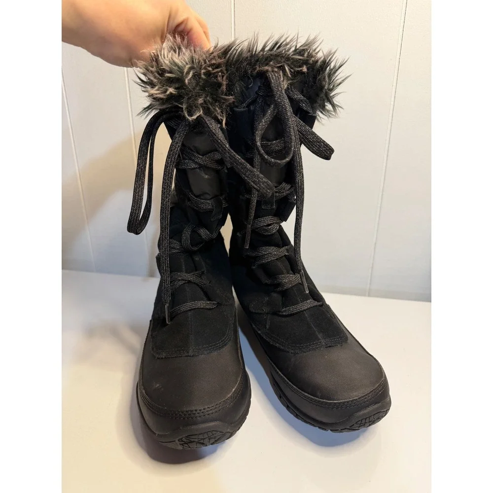 The North Face Snow Boots Black Waterproof Primaloft Faux Fur‎ Winter Womens 7.5